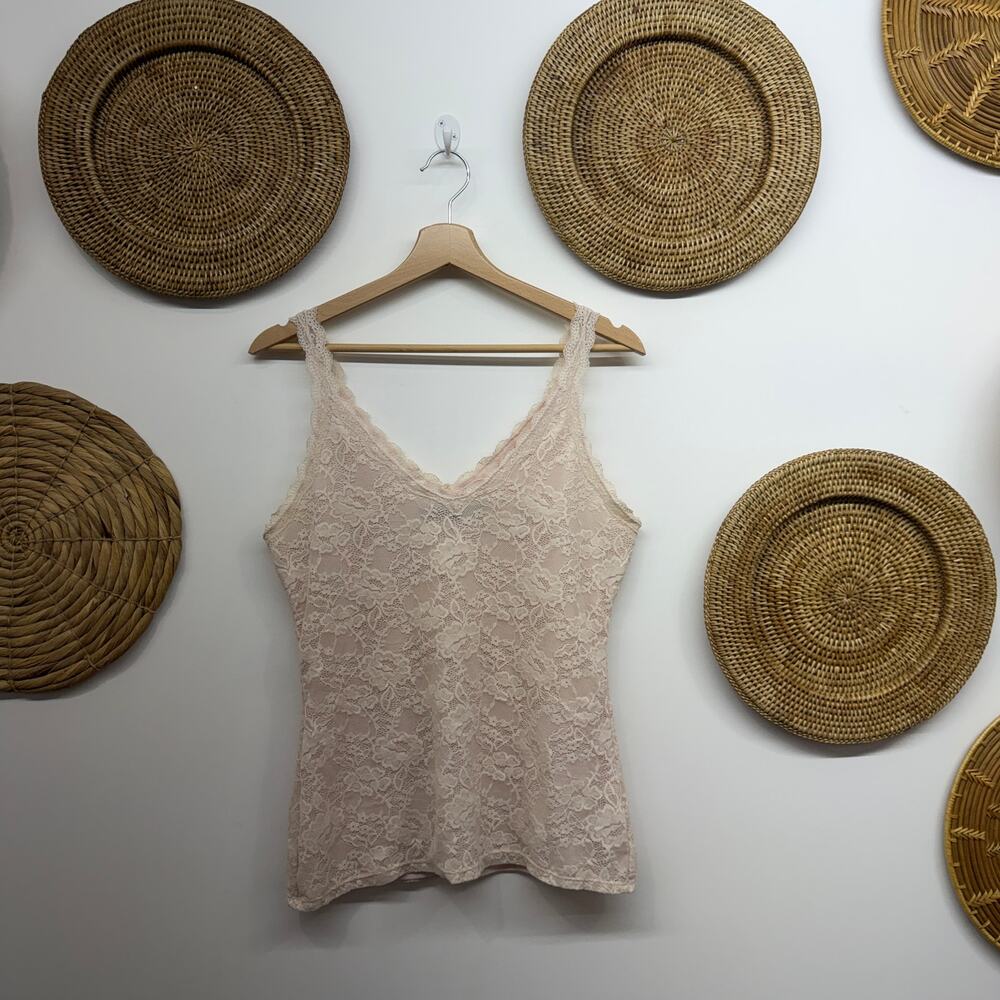 White House Black Market Pink Lace Tank Top Cami Small